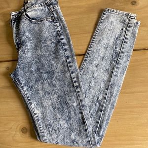 High rise acid wash jeans